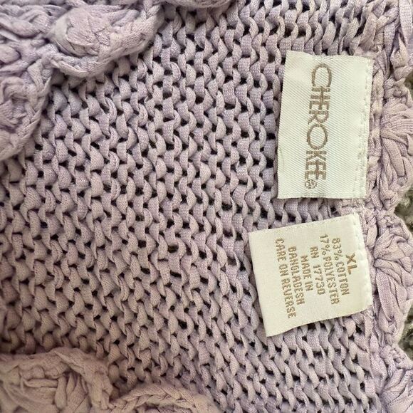 Vintage Cherokee Purple Pastel Crochet Cardigan Top Scallop Medium - Picture 5 of 7